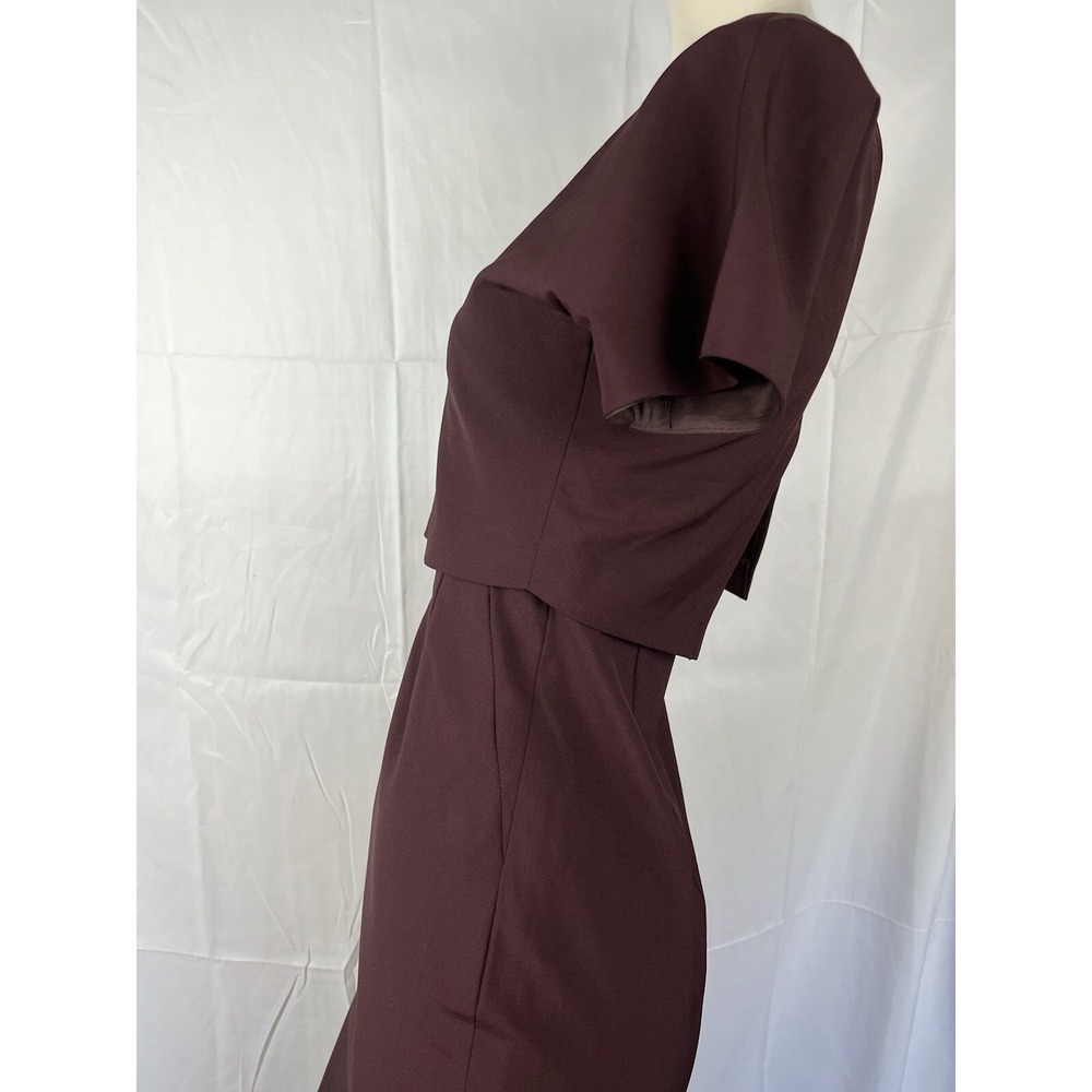 J CREW Aubergine Stretch Refined Wool Overlay Sheath Dress sz US Size 0 - Picture 6 of 15